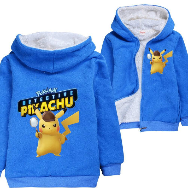 Pokemon Go Detective Pikachu Boys Fleece Lined Zip Up Cotton Hoodie