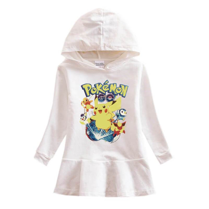 Girls Pokemon Detective Pikachu Print Long Sleeve Sweatshirt Dress