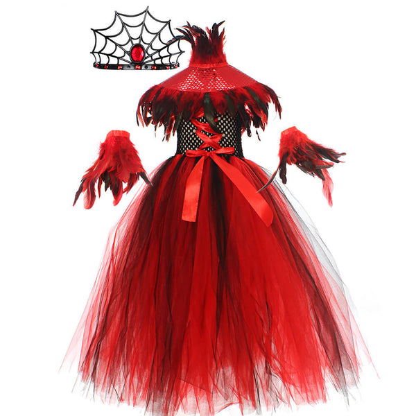 Little Girls Devil Demoness Dress Kids Halloween School Play Costume