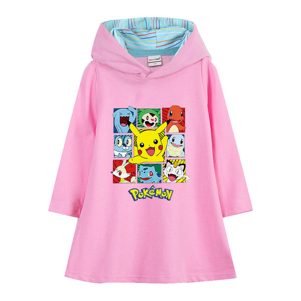 Toddler Girls Pikachu Pokemon Print Oversize Hoodie Sweat Dress
