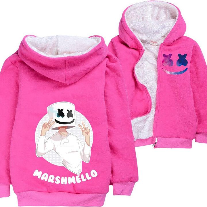 Dj Marshmello Yeah Print Girls Kids Fleece Lined Cotton Zip Up Hoodie