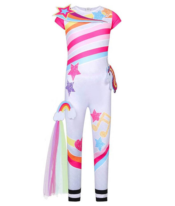 3-10 Years Girls Rainbow Unicorn Catsuit School Play Party Costume