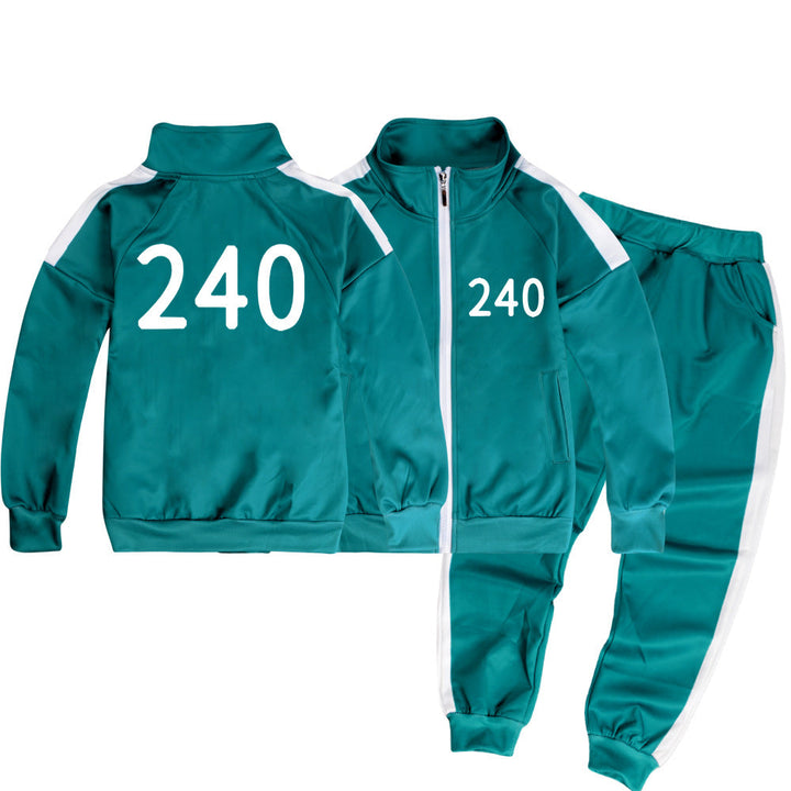 Kids Squid Player 240 Girls T Shirt Jacket Pants 3S Tracksuit Costume