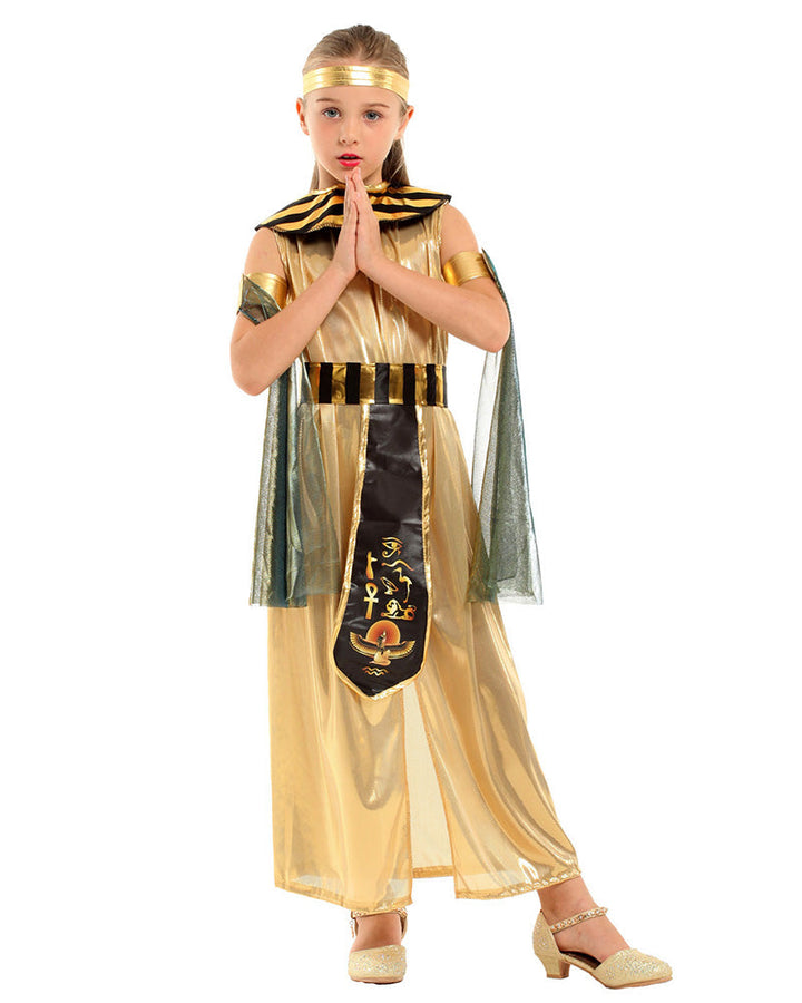 Girls Cleopatra Kids Halloween Cosplay Party School Play Costume